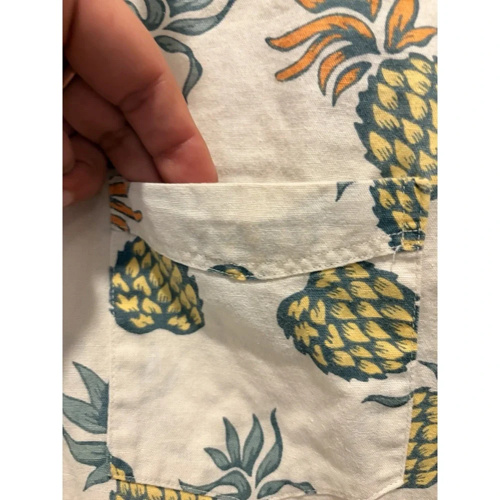 H&M LOGG Pineapple Shirt Mens Large Tropical Button Up Cotton Short Sleeve Summe - Picture 15 of 16